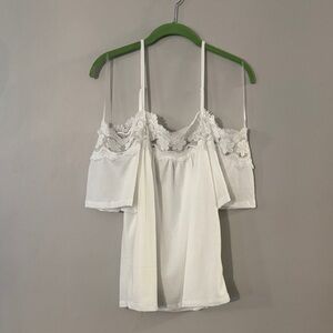 Daytrip White Lace Trim Tank Top